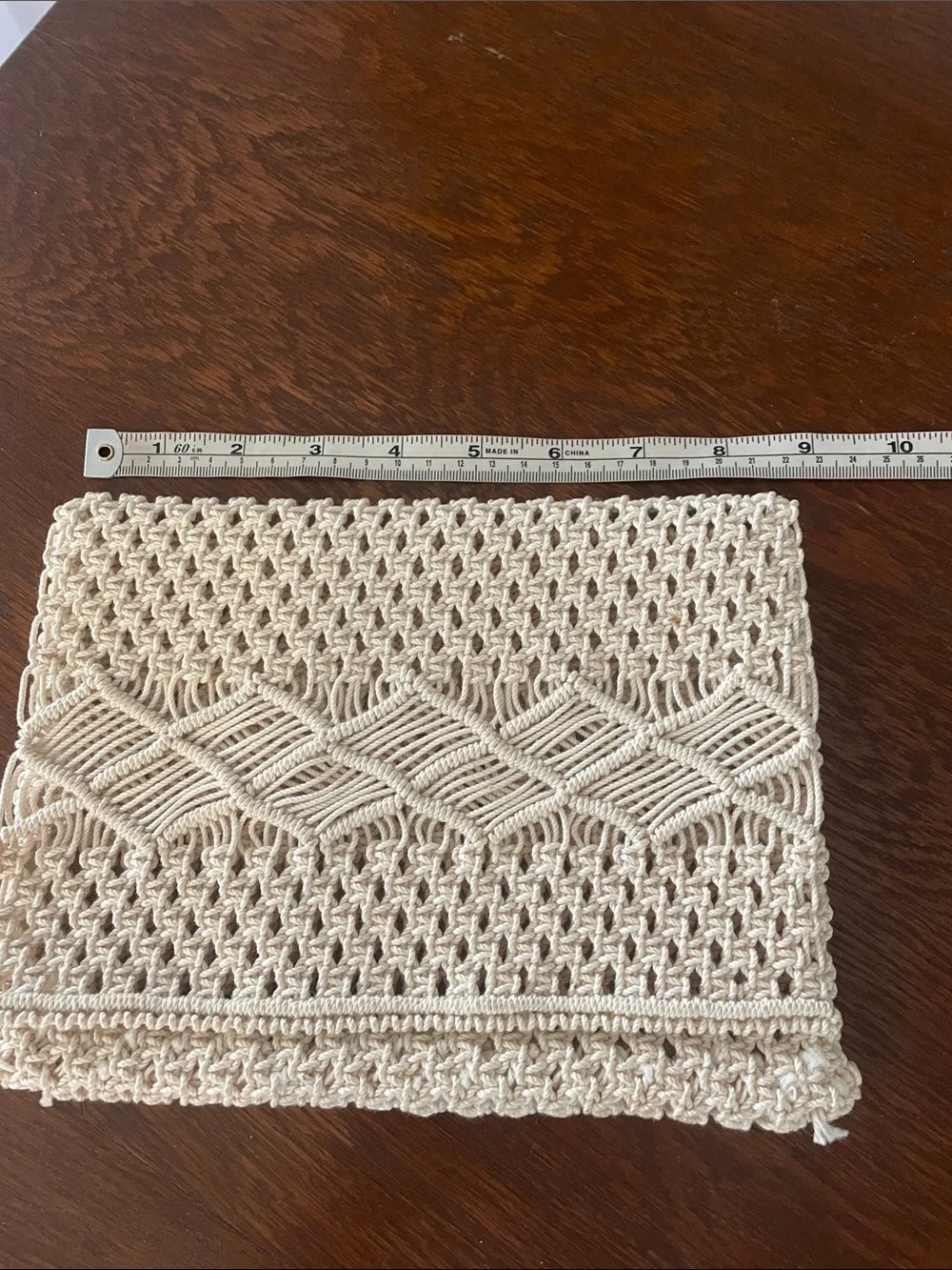 Handmade Cream Crochet Clutch Bag like new